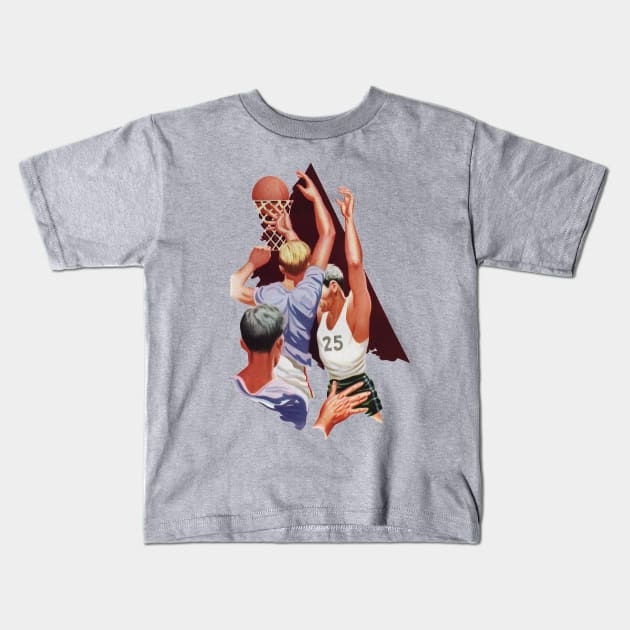 Vintage Basketball Players Kids T-Shirt by MasterpieceCafe